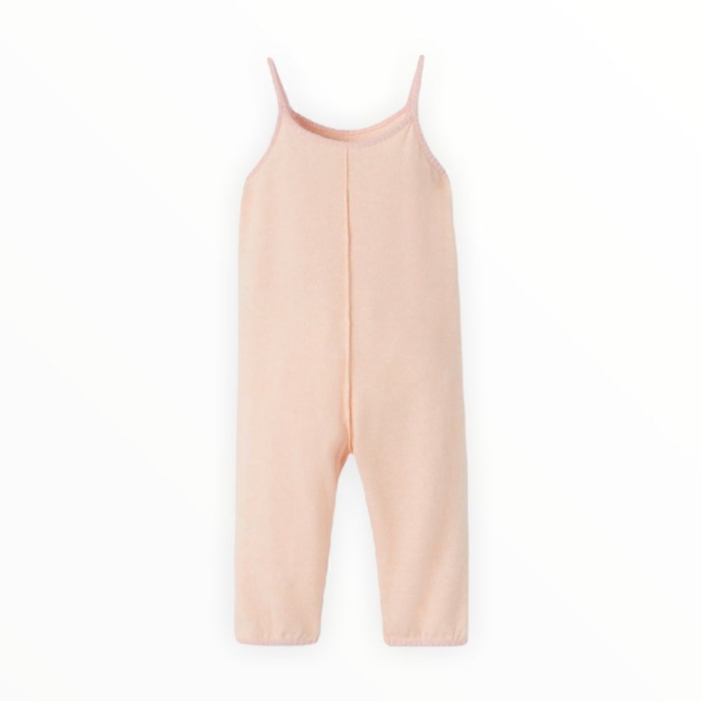 Zara Kids Pink Soft Touch Jumpsuit NWT Contrast Piping Romper - Picture 3 of 4